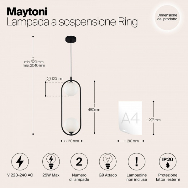 Подвесной светильник MOD013PL-02B Maytoni Ring