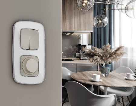 Лицевая панель OMEGA (Серо-бежевый матовый) для 2-кл выключателей QUANT OP3630