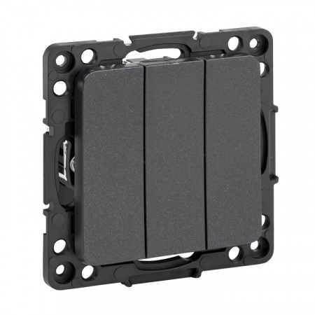 EKF PROxima Стокгольм Черный Выключатель 3-кл, 10А