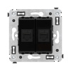 DKC Avanti Компьютерная розетка RJ-45 без шторки в стену, кат.5е двойная, Черный квадрат