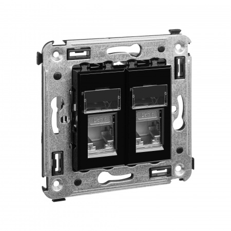 DKC Avanti Черный квадрат Компьютерная розетка RJ-45 двойная  категория 6 экранированная