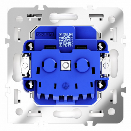 Розетка встраиваемая VOLTUM S70 с заземлением, защитными шторками и крышкой 16А, (белый глянцевый)