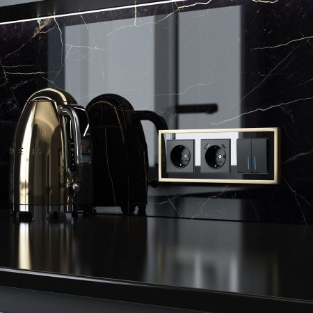 Рамка из металла на 3 поста Baguette черный/латунь W0032852