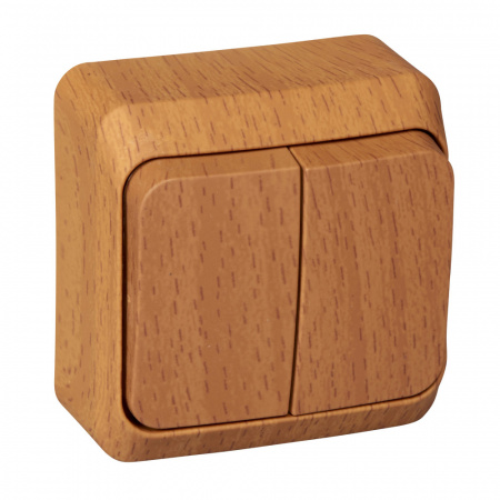 SE Этюд наруж Дача Темный бук Выключатель 2-клавишный с подсветкой (сх. 5)