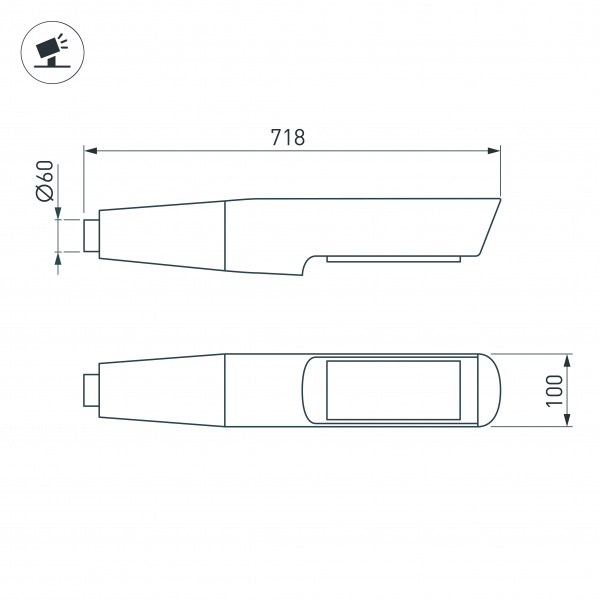 Arlight Светильник OXOR-NOXT-EMP-718x100-50W Day4000 (BK, 120 deg, 230V) IP65 (IP65 Металл, 3 года)