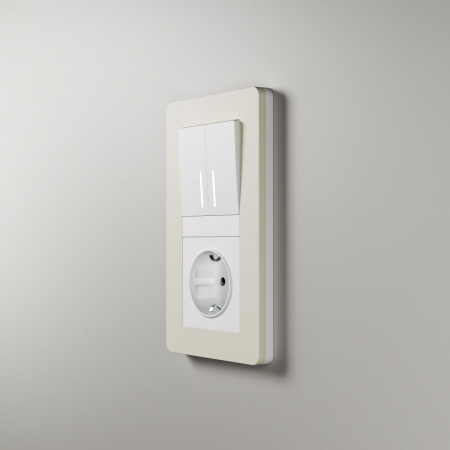 Рамка из поликарбоната на 2 поста Split айвори/белый, soft-touch W0023066