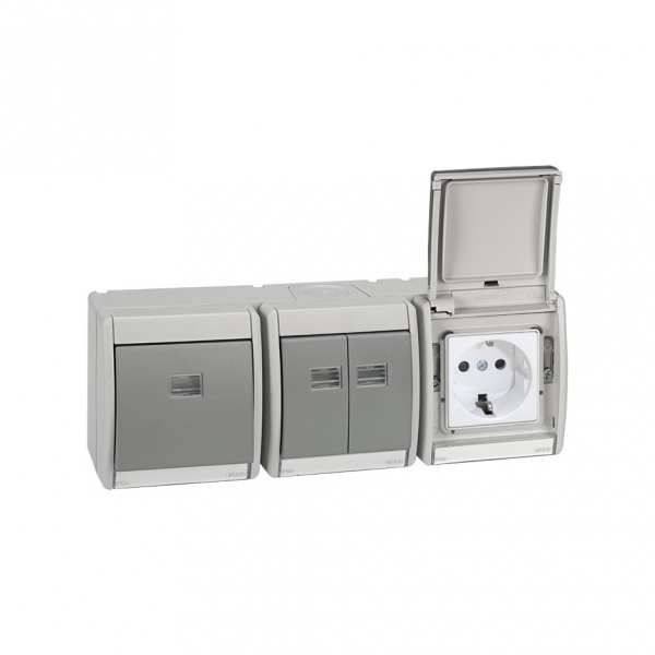 Simon 44 Aqua Серая Коробка 3-ая, горизонтальная