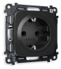 Комплект механизма электрической розетки OMEGA MO807010 Черный матовый с заземлением и шторками 2P+E 16A-250V QUANT