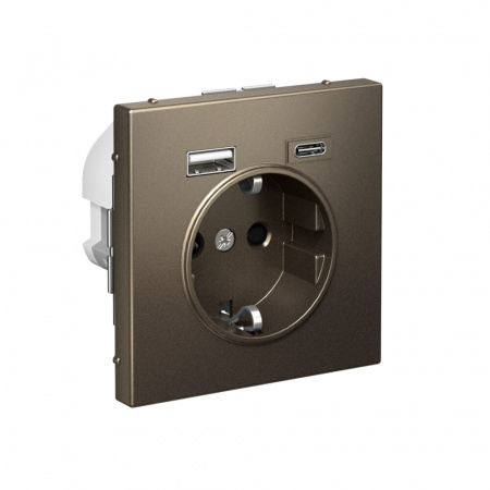 Systeme Electric ArtGallery Мокко Розетка 16А с 2 USB A+C, 5В/2,4А/3,0А, 2х5В/1,5А, механизм