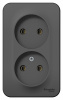 SE Blanca наруж Антрацит Розетка 2-ая б/з без шторок 16А, 250В, изолир. пластина