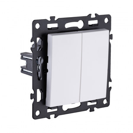 Выключатель 2-клавишный 10А/250В, белый Kollinger Asthetik AS-004WH