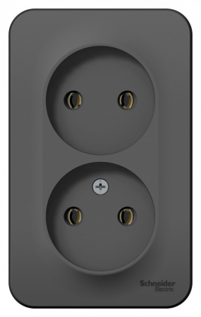 SE Blanca наруж Антрацит Розетка 2-ая б/з без шторок 16А, 250В, изолир. пластина