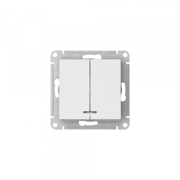 Systeme Electric AtlasDesign Белый Выключатель 2-клавишный с подсвет.,сх.5а, 10АХ, мех., быстрозажим. клем.