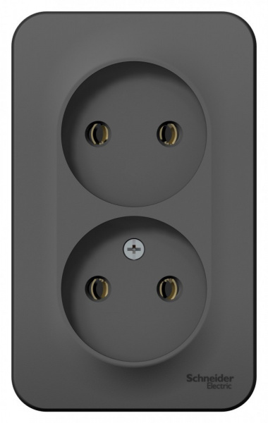SE Blanca наруж Антрацит Розетка 2-ая б/з без шторок 16А, 250В, изолир. пластина