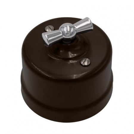 BIRONI Лизетта Пластик Коричневый Выключатель 2-кл, ручка Серебро