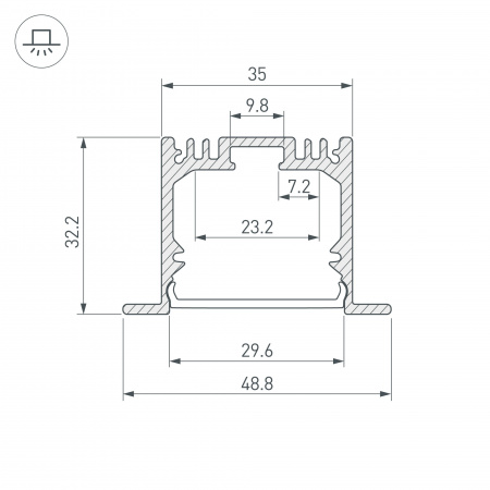 Профиль с рассеивателем Arlight SL-LINIA49-F-2500 ANOD+OPAL 020469