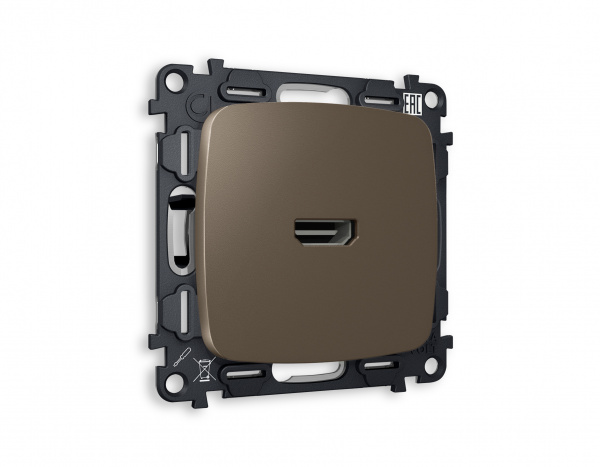 Комплект механизма розетки HDMI 2.0 OMEGA MO644010 Темная бронза матовый 40V/500mA 2.0GHz 5-18Gbit/s QUANT