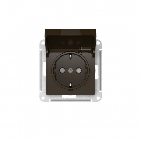 Systeme Electric AtlasDesign Мокко Розетка с заземл. со шторк. с крышкой, 16А,IP20,мех., быстрозажим. клем.