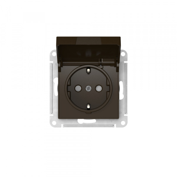 Systeme Electric AtlasDesign Мокко Розетка с заземл. со шторк. с крышкой, 16А,IP20,мех., быстрозажим. клем.
