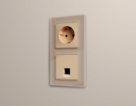 Рамка ALFA Platos (Серо-бежевый Стекло закаленное натуральное) 2-ая AF380602