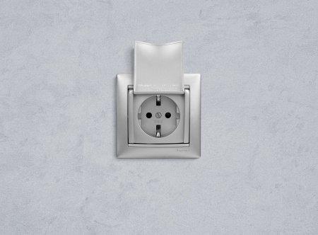 Legrand Valena Алюминий Розетка 1-ая с/з с крышкой