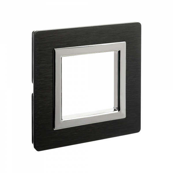 DKC Avanti Черный Алюминий Рамка 2 модуля