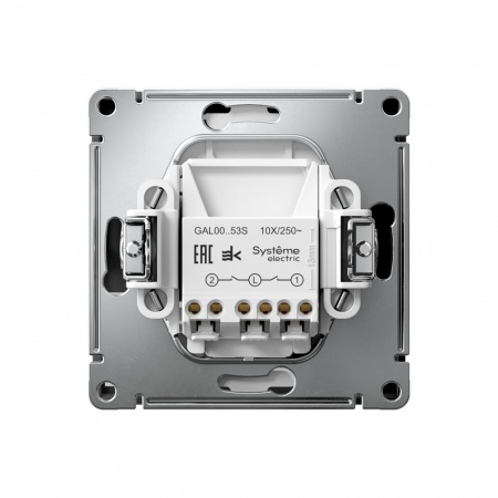 Systeme Electric ArtGallery Карбон Выключатель 2-клавишный с подсветкой, сх.5а, 10АХ, механизм, быстрозажим. клем.