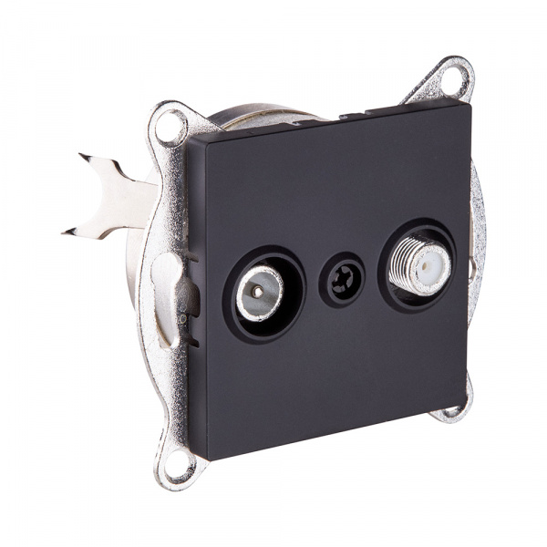 Розетка двойная TV (мама) + спутниковая SAT, черный матовый Kollinger REA-035BM для Aspekt, Eleganz, Reflex