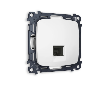 Комплект механизма компьютерной розетки OMEGA MO132010 Белый матовый RJ-45(8P8C) CAT6 с защитной шторкой QUANT