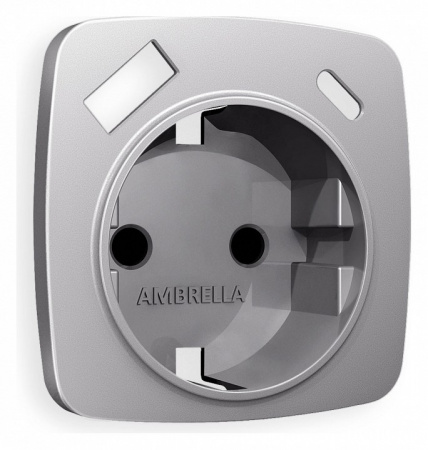 Лицевая панель OMEGA (Сталь матовый) для электрической розетки с заземлением со шторками 2USB A+C QUANT OP5100