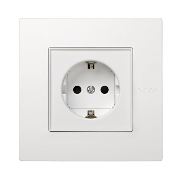 Simon 27 Scudo Белая Накладка на розетку с заземлением