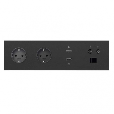 Simon 100 Кит 4 поста механизм 2 розетки Schuko + 1 розетка TV+SAT + 1 розетка RJ45 Cat.6 + 1 розетка HDMI v1.4 + 1 розетка USB 2.0 + суппорт