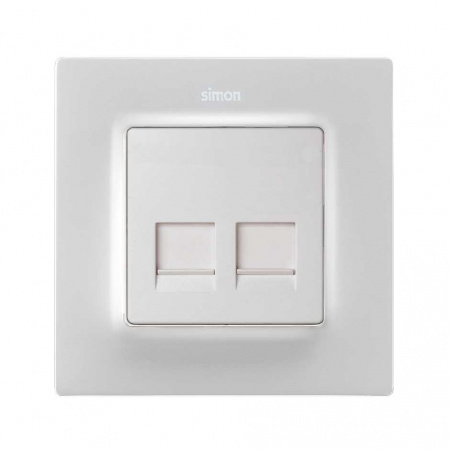 Simon 82 Concept Белый матовый Розетка 2-я RJ45 прямая для передачи данных со шт