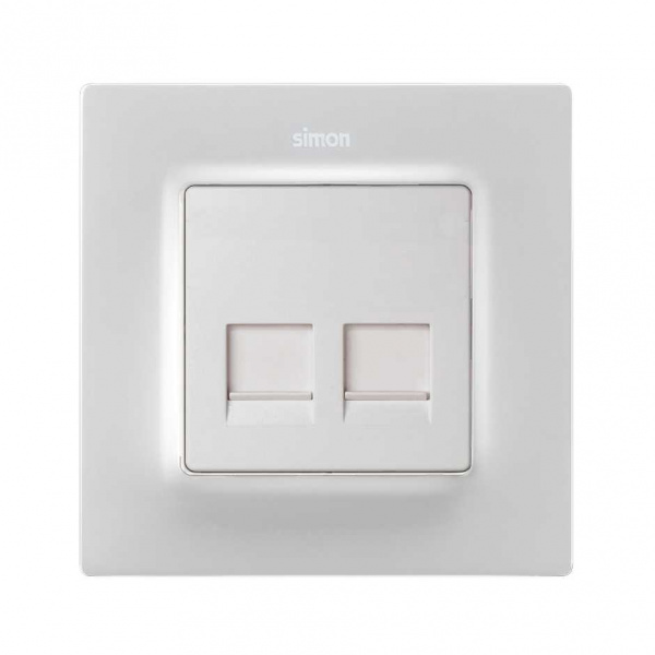 Simon 82 Concept Белый матовый Розетка 2-я RJ45 прямая для передачи данных со шт