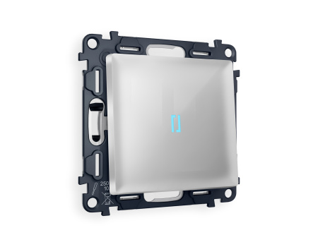 Комплект механизма 1-клавишного проходного выключателя с подсветкой 10000K ALFA MA402040 Серебро глянец QUANT