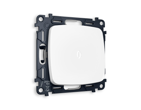 Комплект механизма 1-клавишного проходного выключателя с подсветкой 5600K OMEGA MO122035 Белый матовый QUANT