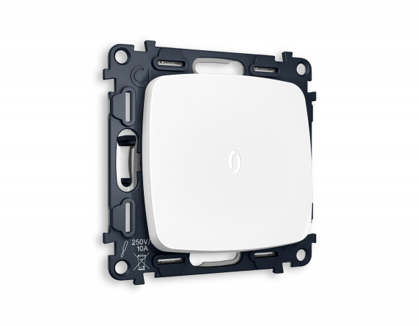 Комплект механизма 1-клавишного проходного выключателя с подсветкой 5600K OMEGA MO122035 Белый матовый QUANT