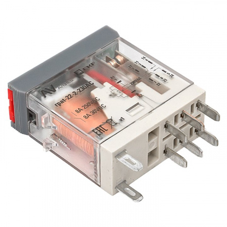EKF AVERES Реле промежуточное с кнопкой и мех. Индикацией RPAt 22/2 8A 230В AC
