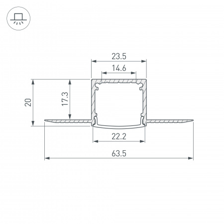 Профиль FANTOM-W20-H20-2000 ANOD (Arlight, Алюминий)