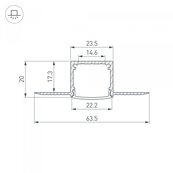 Профиль FANTOM-W20-H20-2000 ANOD (Arlight, Алюминий)