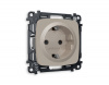 Комплект механизма электрической розетки OMEGA MO367010 Серо-бежевый матовый с заземлением со шторками 2P+E 16A-250V QUANT
