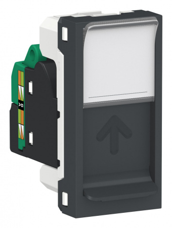 SE Unica Modular Антрацит Розетка компьютерная, RJ45, одиночная кат. 5е UTP, 1 модуль