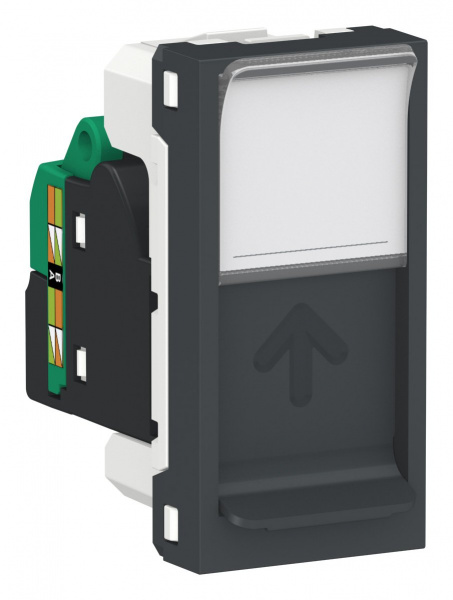 SE Unica Modular Антрацит Розетка компьютерная, RJ45, одиночная кат. 5е UTP, 1 модуль