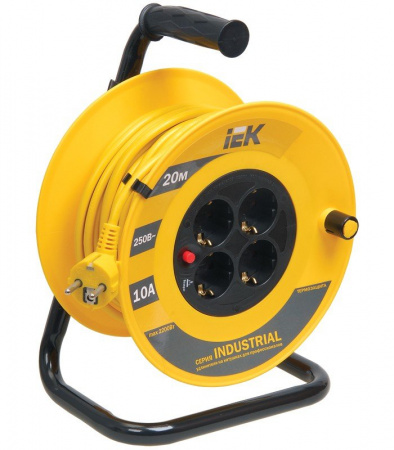 IEK Катушка УК20 с т/з 4 места 2Р+PЕ/20м 3х1,0 мм2 "Industrial"