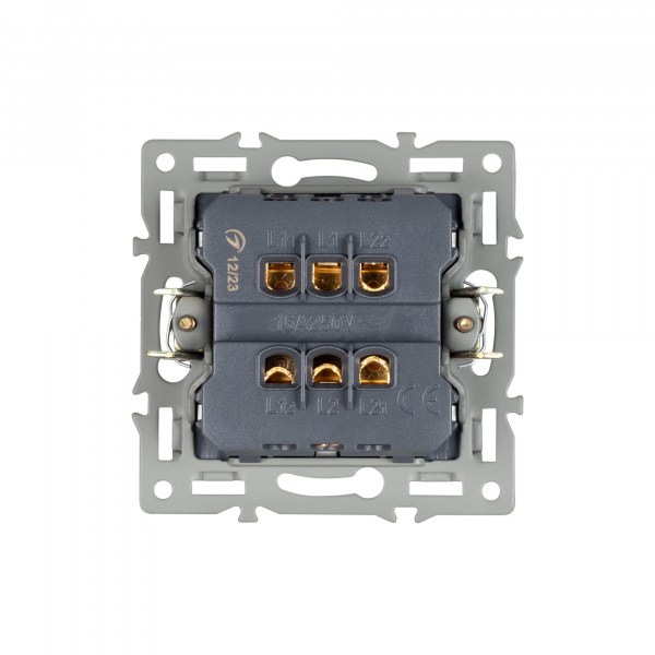 Механизм выключателя двухклавишный проходной SWT-MKP2-PL-BK (250V, 16A) (Arlight, -)