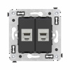 DKC Avanti Компьютерная розетка RJ-45 без шторки в стену, кат.6А двойная экранированная, Черный матовый