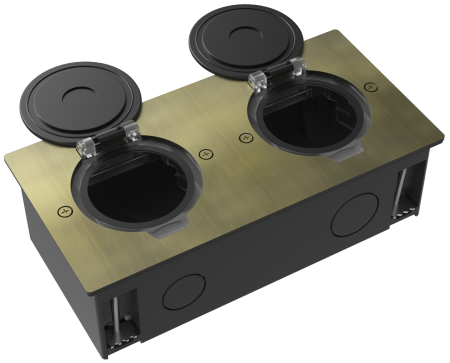 Лючок Surface 4 мод. (2 мод. 45х45 мм.), круглая крышка, античная латунь, IP44