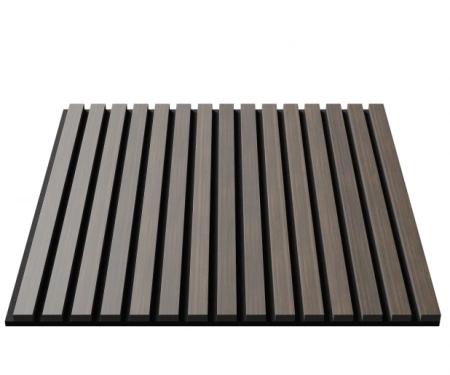 Акустическая панель, черный войлок, 600х600х21мм, рейки МДФ, шпон дуб маррон коричневый