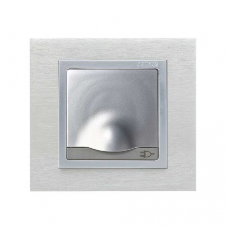 Simon 82 Алюминий Накладка розетки 1-ая с/з с крышкой