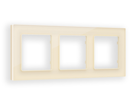 Рамка ALFA Platos (Бежевый Стекло закаленное натуральное) 3-ая AF380303